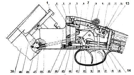Схема механизма ружья ИЖ 27